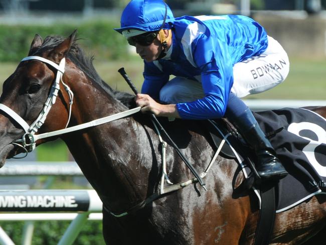 A supplied image obtained of Cox Plate winner Winx, with Hugh Bowman aboard, in her comeback win in the Group Two Apollo Stakes at Randwick, Saturday, Feb.13, 2016. (AAP Image/Steve Hart) NO ARCHIVING, EDITORIAL USE ONLY