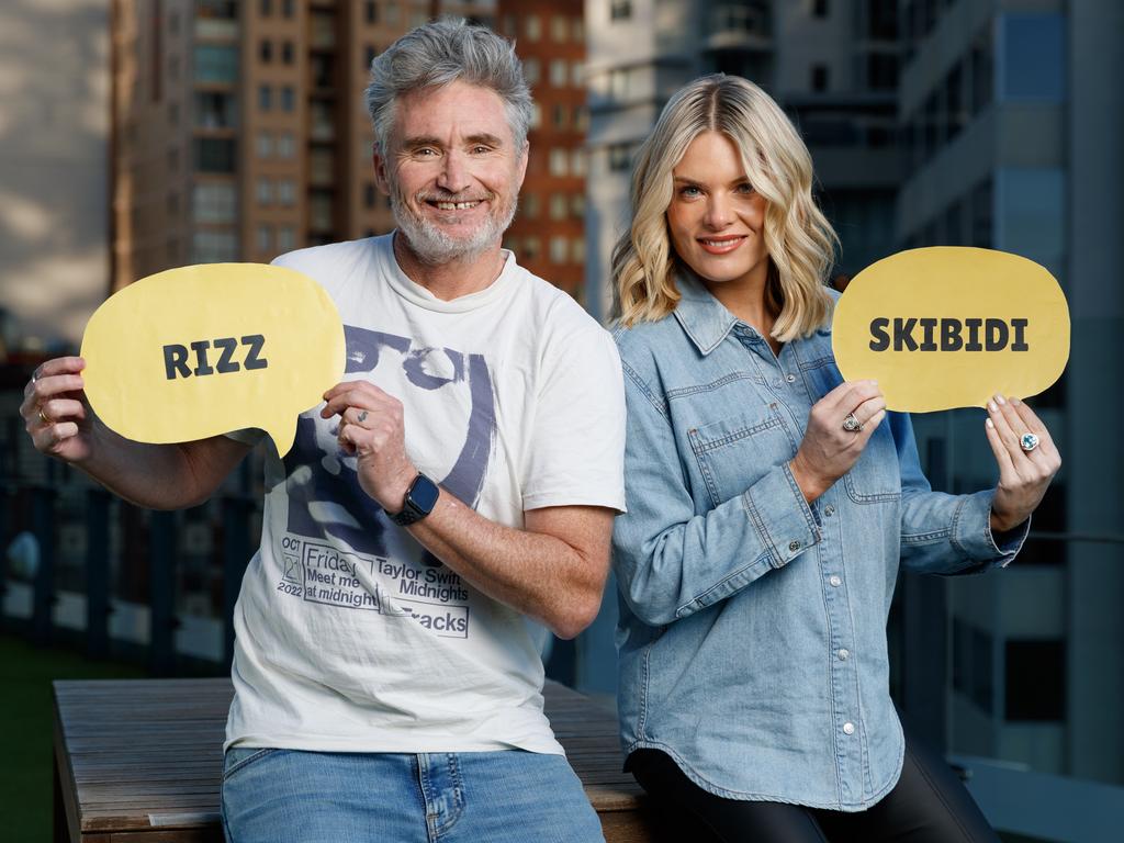 DAILY TELEGRAPH. EMBARGOED FOR SUN 21 JULY, DO NOT USE PRIOR. Preview for the Prime MinisterÃs Spelling Bee. 2Day FM radio hosts Dave ÃHughesyÃ Hughes and Erin Molan pose on the stationÃs balcony at World Square. Monday 15/07/2024. Picture by Max Mason-Hubers