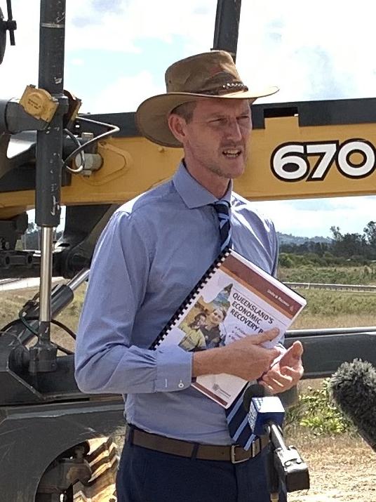 Transport Minister Mark Bailey on site at the Gympie Bypass.