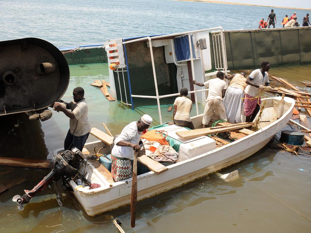 The search was on for remaining livestock as debris flooded the coast of Sudan.