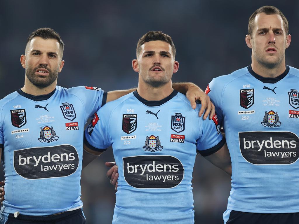 James Tedesco, Nathan Cleary and Isaah Yeo. Picture: Mark Kolbe/Getty Images