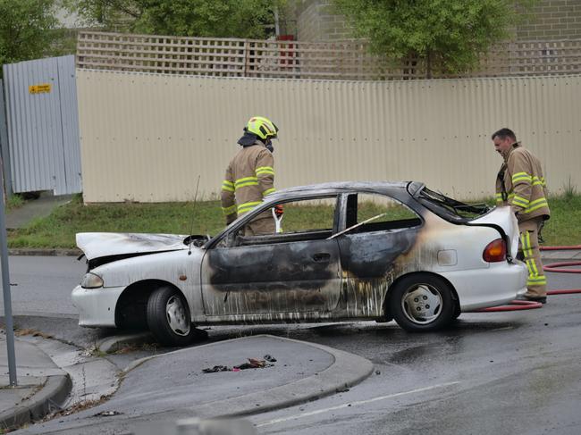 Gang of hoons crash and set fire to car after joyride through Hobart