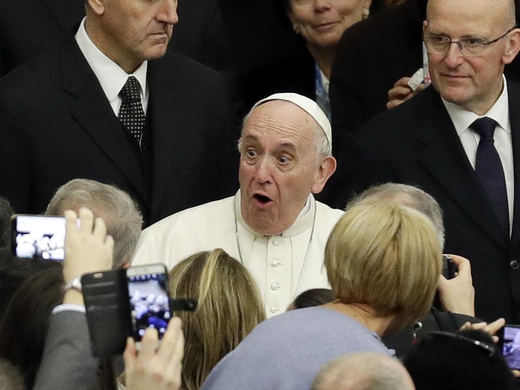 Pope Francis dedicated his annual Christmas speech to the Vatican bureaucracy on Friday to abuse. Picture: AP Photo