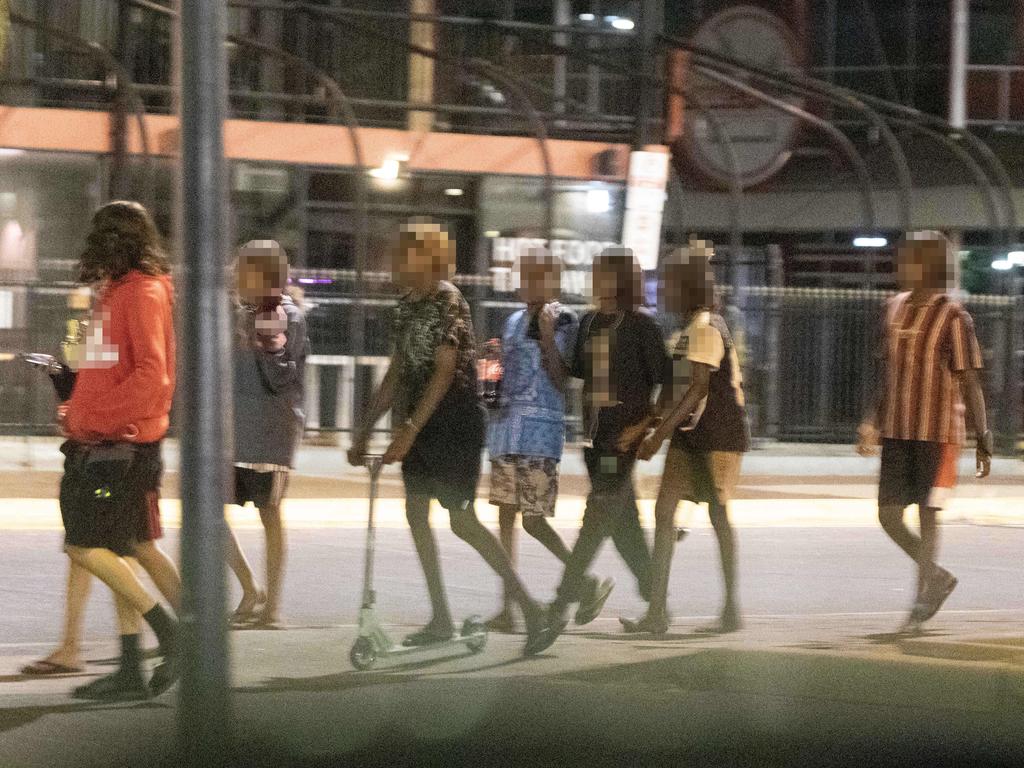 Youths out late at night in Alice Springs. Picture: Liam Mendes