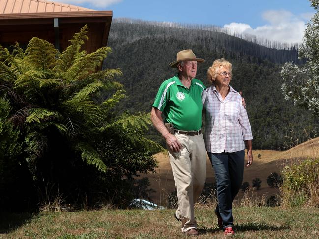 31/01/2019 Neil and Delice Guscott, long-term Marysville residents who defended their home on Black Saturday and have been knee-deep in most of the rebuilding issues in town. They live on a farm on a hill with a view down to the town.Picture : David Geraghty / The Australian.