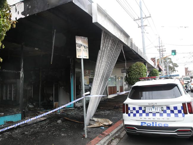 Suspected fire bombing of a tobacco shop in Caulfield South. Friday, February 9. 2024. Picture: David Crosling