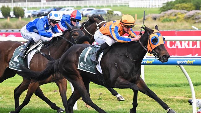 Quintessa (NZ) ridden by Daniel Stackhouse wins the Tobin Brothers Cockram Stakes at Caulfield Racecourse on August 31, 2024 in Caulfield, Australia. (Photo by Reg Ryan/Racing Photos via Getty Images)