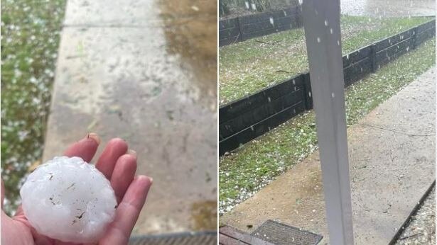 Large hail fell in the Gympie region on Monday. Facebook