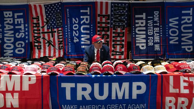 A vendor sells Donald Trump items at the North Carolina Republican Party Convention in Greensboro, North Carolina, on Friday. Picture: AFP