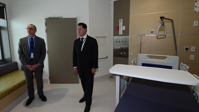 Premier Jay Weatherill and Health Minister Jack Snelling in a room at the new Royal Adelaide Hospital. Picture: Tricia Watkinson