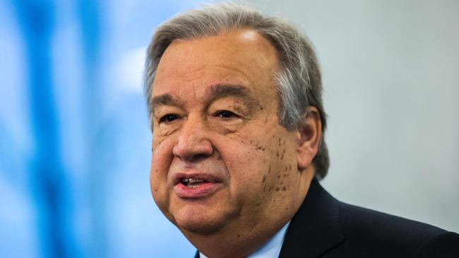 UN Secretary-General Antonio Guterres has conceded Hamas and other militants use civilians as shields. Picture: AFP