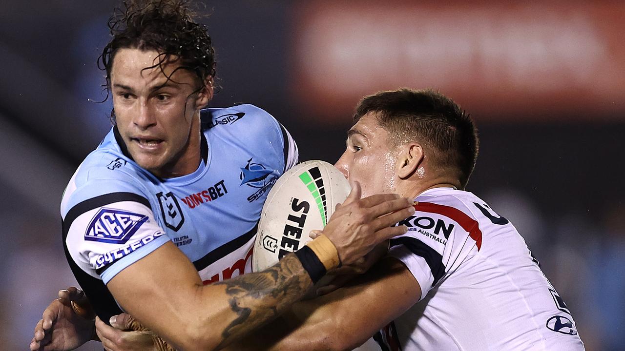 Nicho Hynes stepped up to guide the Sharks to victory against the Roosters. Picture: Getty Images