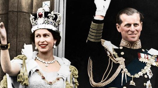 Queen Elizabeth II and the Duke of Edinburgh on the day of their coronation in 1953. The jewel front and centre on the Queen’s crown is the Kohinoor diamond.