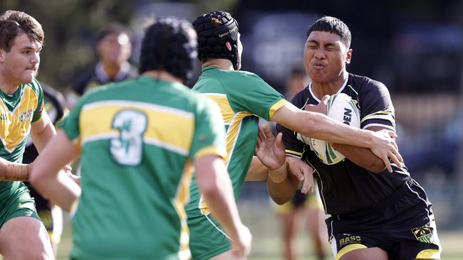 Fanafou Seve during the NRL Schoolboy Cup match between Bass Hill and Hunter Sports at Terry Lamb Complex in Chester Hill. Picture: Jonathan Ng