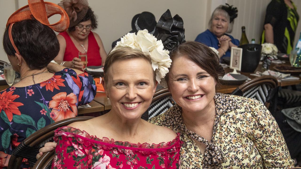 Belinda King (left) and Kelly Atkinson at the Chronicle Toowoomba Hospital Foundation Melbourne Cup at Urban Grounds Cafe raising funds for One Wish, One Cure for Type 1 Diabetes. Tuesday, November 1, 2022. Picture: Nev Madsen.