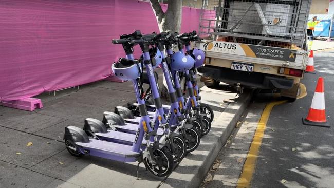 Beam scooters at Brisbane’s Southbank on Friday. Picture: Mackenzie Scott