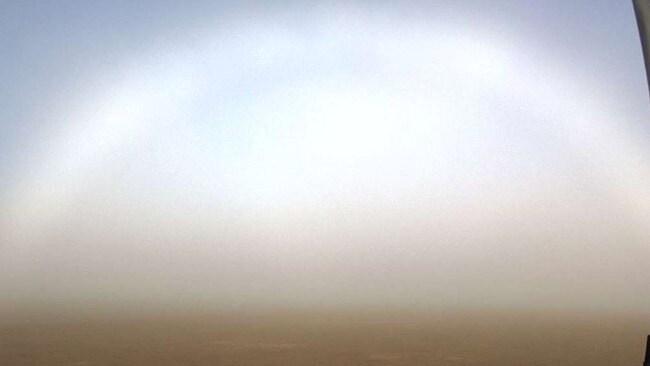 A fogbow is captured by the Bureau of Meteorology's Toowoomba weather camera. Picture: BOM