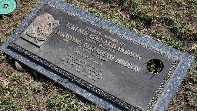 The Hodsons’ memorial stone in Springvale Botanical Cemetery. Picture: Ian Currie