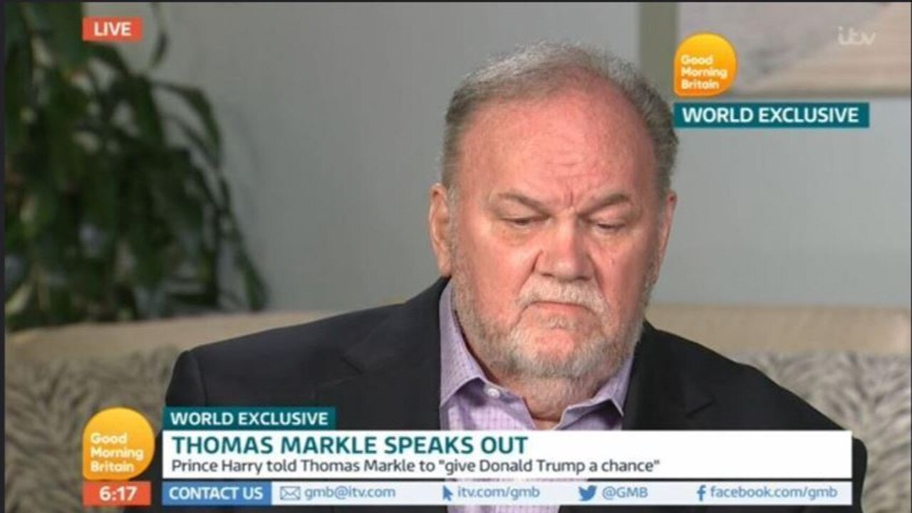 Thomas Markle said he deeply regretted not being there. Picture: Supplied