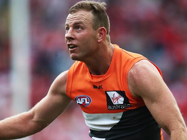Giants Steve Johnson has a shot during AFL Qaulifying Final between the Sydney Swans v GWS Giants at ANZ Stadium. picture. Phil Hillyard