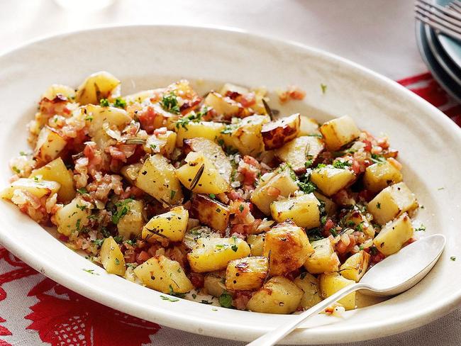 Roast potatoes with bacon.