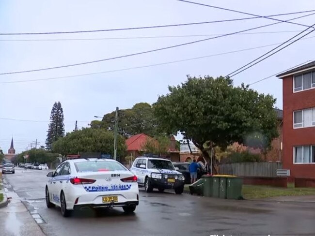 Police on the scene of the alleged stabbing. Picture: 7 News