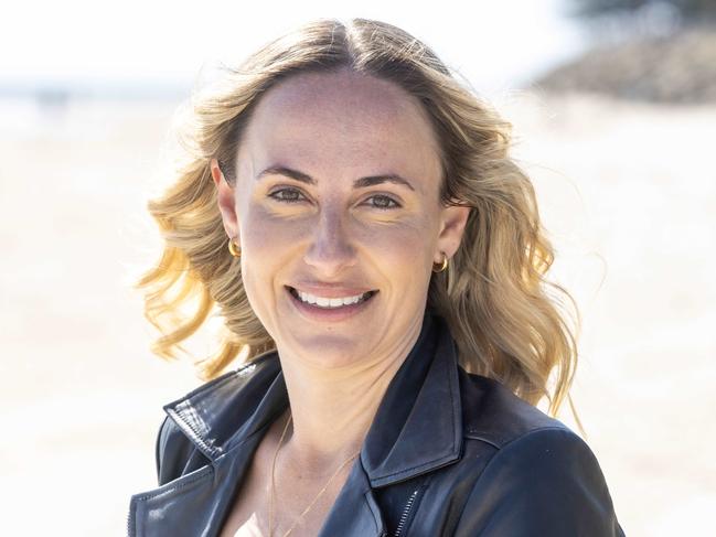 September 15, 2024: Sarah Game, One Nation MP with her children at Brighton Beach. Picture: Kelly Barnes