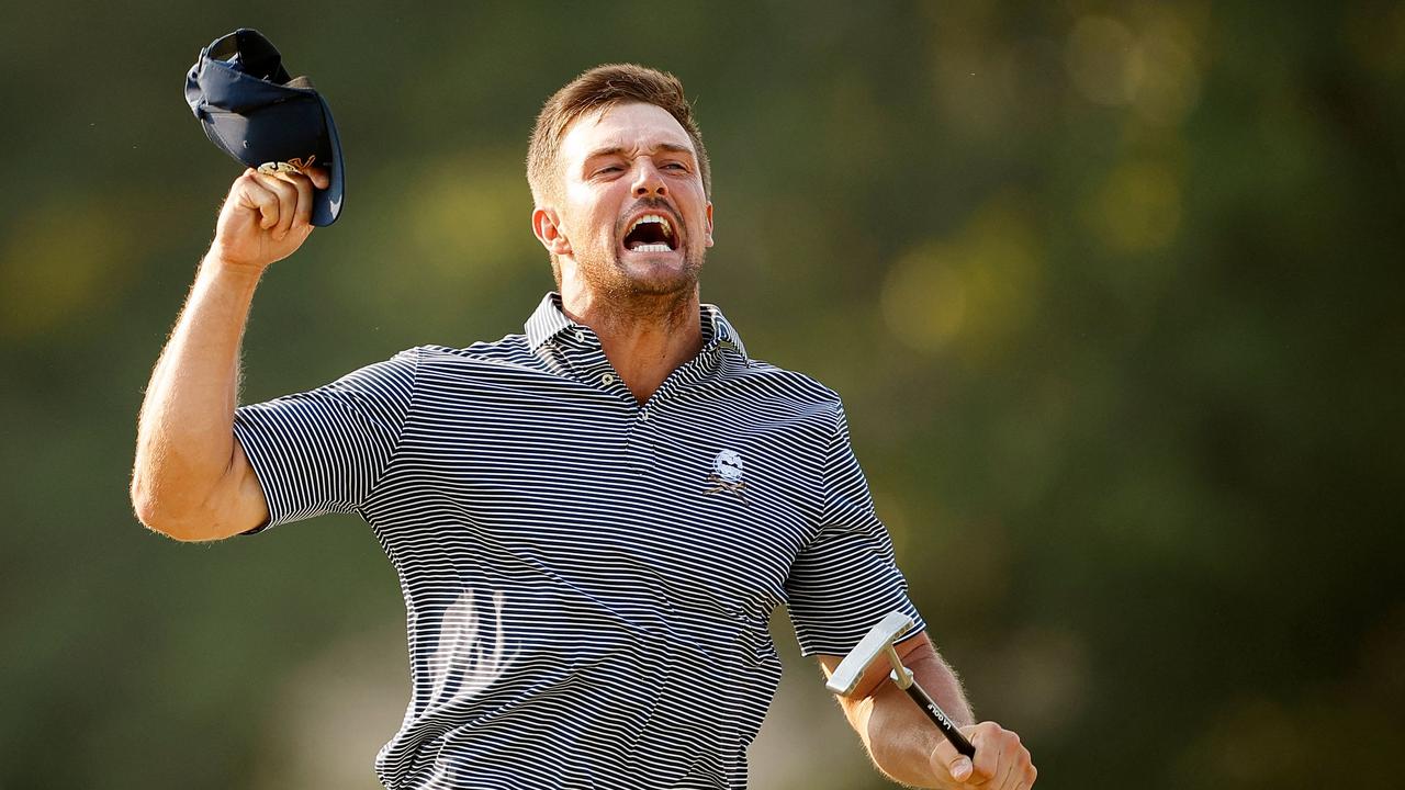 Bryson DeChambeau reacts to his winning putt on the 18th green during the final round of the 124th U.S. Open at Pinehurst. Photo: Alex Slitz/Getty Images/AFP.
