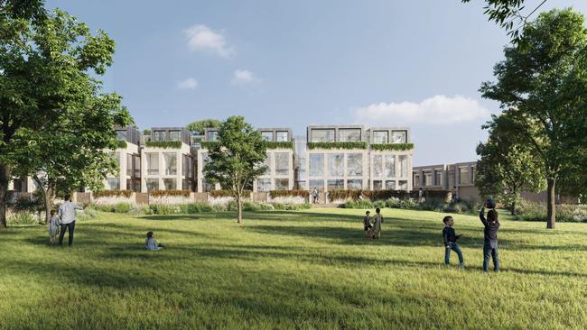 New townhouses will front both Linear Park and Twelftree Reserve. Picture: Forum