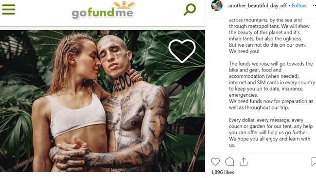 A screen shot of the post by another — beautiful — day announcing their intentions to raise money to cover travel fees. Picture: Instagram