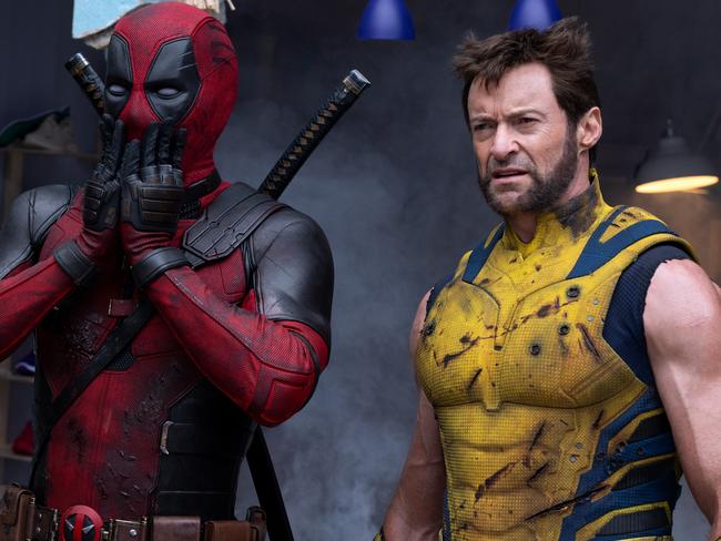 (L-R): Ryan Reynolds as Deadpool/Wade Wilson and Hugh Jackman as Wolverine/Logan in 20th Century Studios/Marvel Studios' DEADPOOL & WOLVERINE. Photo by Jay Maidment. © 2024 20th Century Studios / © and ™ 2024 MARVEL.