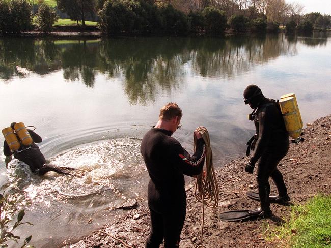 Grim search....Police search Cooks River in 1997 for Mr Dorrian’s remains.