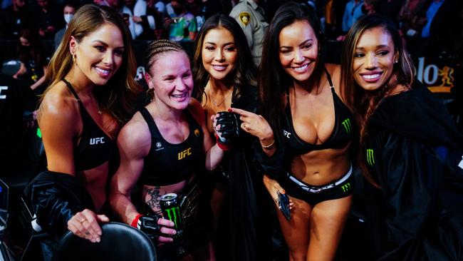 Valentina Shevchenko showed her support for UFC ring girls. (Photo by Alex Bierens de Haan/Getty Images)