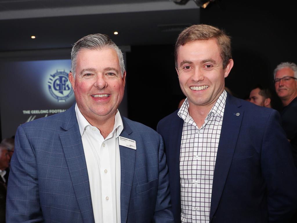 Cr Anthony Aitken and Ed Wilson. People Page Geelong Football Netball League Presentation Night at Buckleys. Picture: Alan Barber