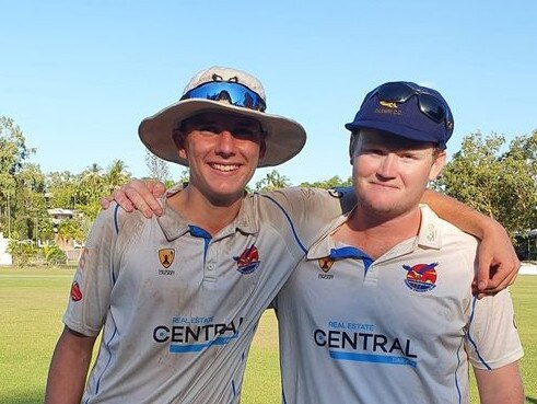 Darwin cricketers Menzies and Will Pilkington were instrumental in the Eagles' win over Waratah in the 2022 Premier Grade semi-final. Picture: Darwin Cricket Club.