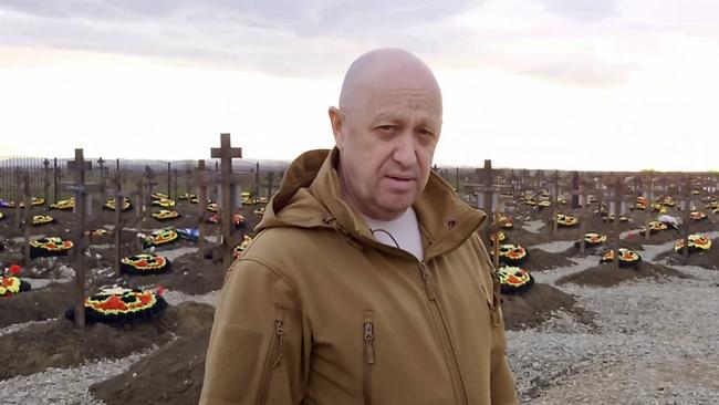 Yevgeny Prigozhin at a cemetery for fallen Wagner fighters in the s southern Russian Krasnodar region. This handout video grab is taken from a footage posted on April 6 on the Telegram account of the press-service of Concord, a company linked to the chief of Russian mercenary group Wagner. Picture via AFP