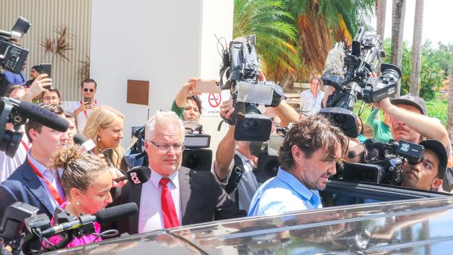 Matt Wright after attending Darwin Local Court on charges linked to the death of his Outback Wrangler co star Chris ‘Willow’ Wilson. Picture: Glenn Campbell