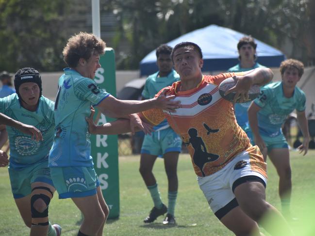 Warba Wangarunya Rugby League Carnival, under-17 boys, Black Boys versus Masada Iosefa and Gary Field Memorial, Saleyards Park, Rockhampton, January 19, 2024.