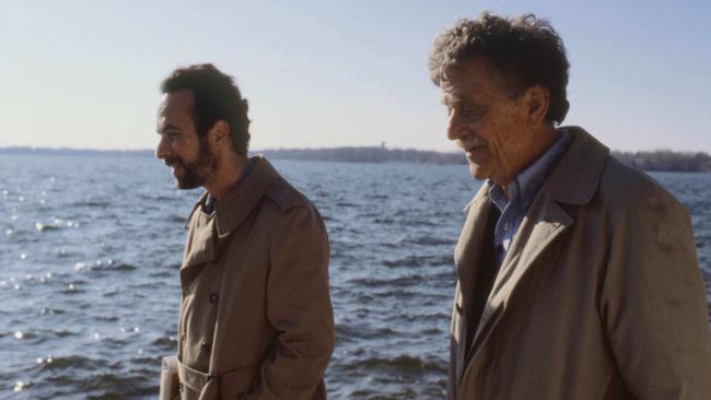 Director Robert Weide and author Kurt Vonnegut in a scene from the documentary