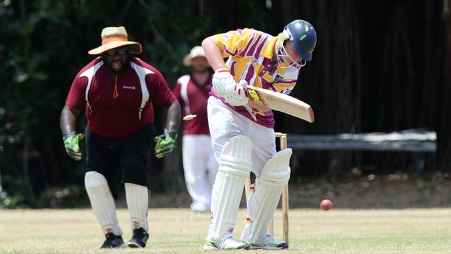 Valentine Plains batsman Joel Weeks in action. Photo Allan Reinikka / The Morning Bulletin