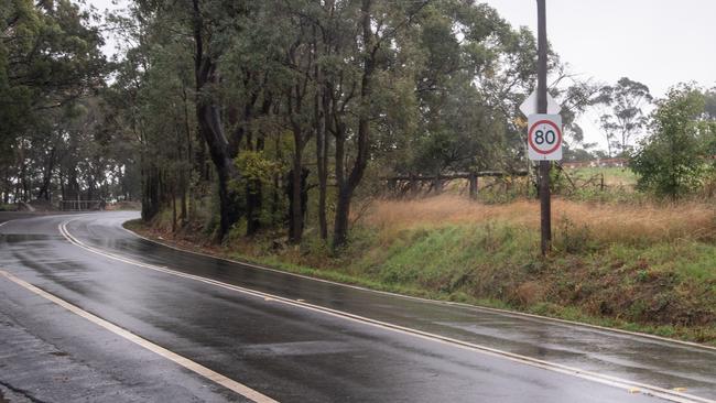 The stretch of road on Cattai Ridge Road where Karen Mitchell died in a car accident on Monday. Picture: James Gourley