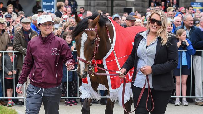 Prince of Penzance is paraded in front of the Ballarat Town Hall. Picture: Jake Nowakowski