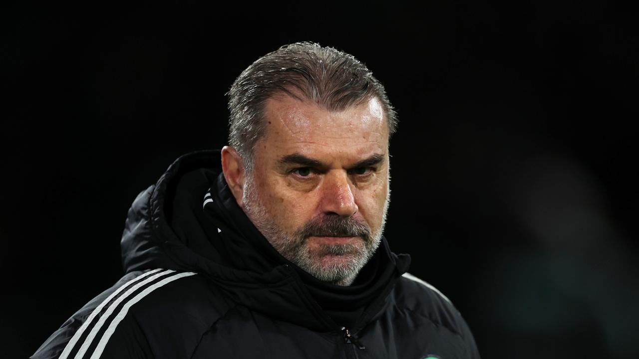 GLASGOW, SCOTLAND - MARCH 08: Angelos Postecoglou, Manager of Celtic, looks on prior to the Cinch Scottish Premiership match between Celtic FC and Heart of Midlothian at on March 08, 2023 in Glasgow, Scotland. (Photo by Ian MacNicol/Getty Images)