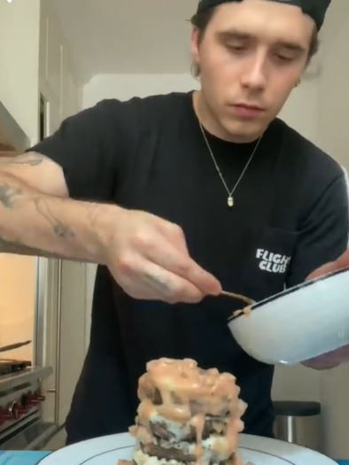 Brooklyn Beckham cooking on Instagram.