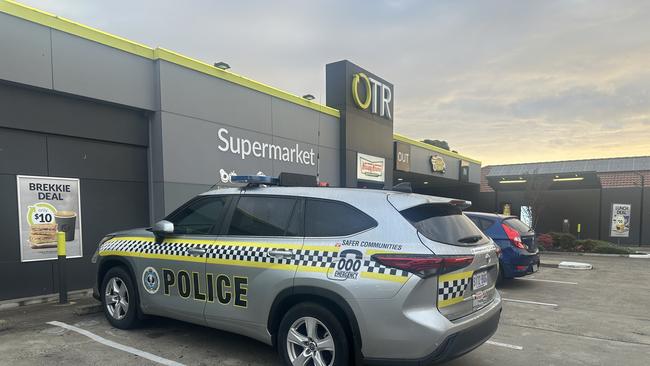 Police were on scene at the OTR on the corner of Forbes St, analysing CCTV footage from the night. Picture: Sam Lowe