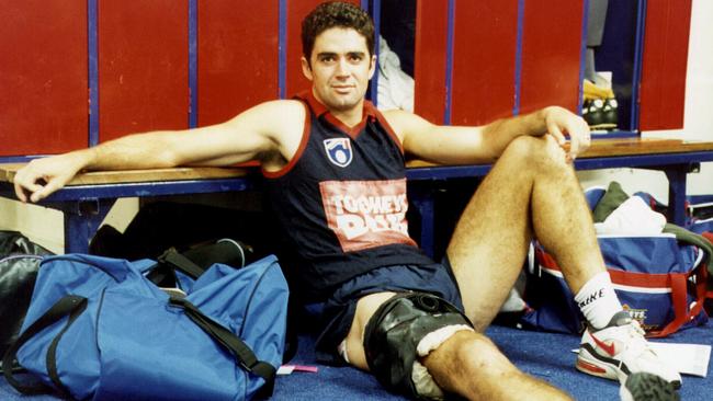 Garry Lyon wears an ice pack.