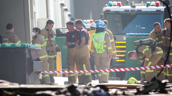 The plane hit Spotlight and Focus on Furniture stores. Picture: Ian Currie