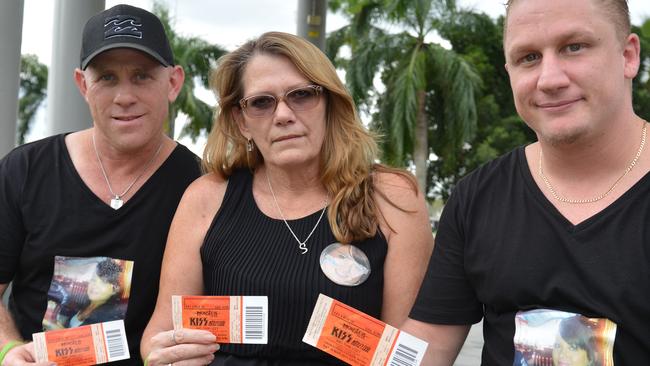 Paul Beardmore, Vicki Blackburn and Shandee’s boyfriend Arron Macklin on the day of the KISS concert in Mackay. Picture: Daily Mercury