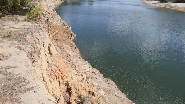 Crocodile Bend of the Annan River showing the steep river bank where a man was dragged into the water by a large saltwater crocodile on Saturday, August 3. Picture: Peter Carruthers