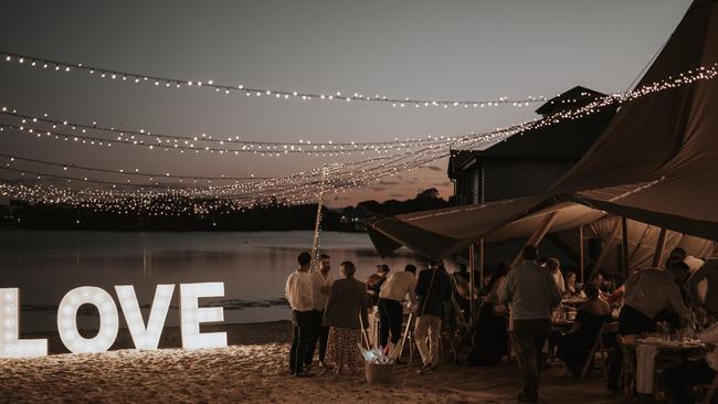 Loren Capuzzo and Andrew Weir-Smith’s beach wedding. Pictures: Angela Brushe Photography